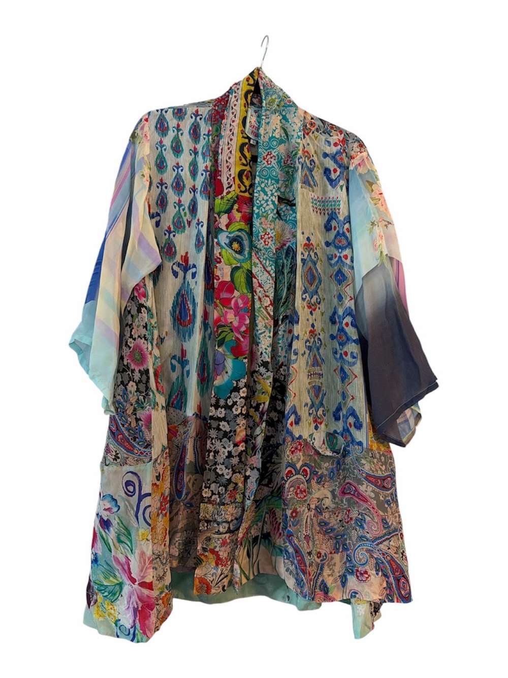 Johnny Was Mixed-Print 100% Silk Kimono